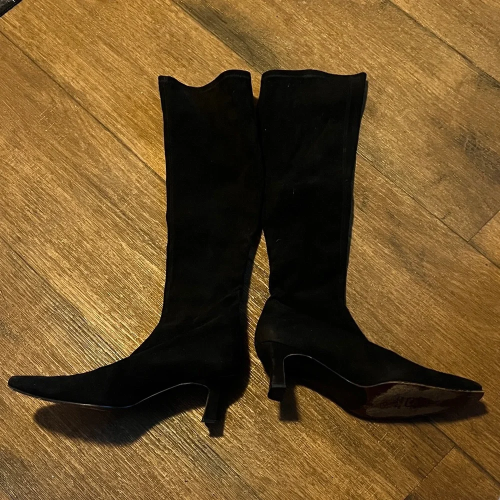 Vintage 90’s Stewart Weitzman Black Knee-High Suede Boots - Women